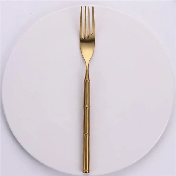 Gold Bamboo Stainless Steel Luxury Flatware