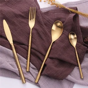 Gold Bamboo Stainless Steel Luxury Flatware