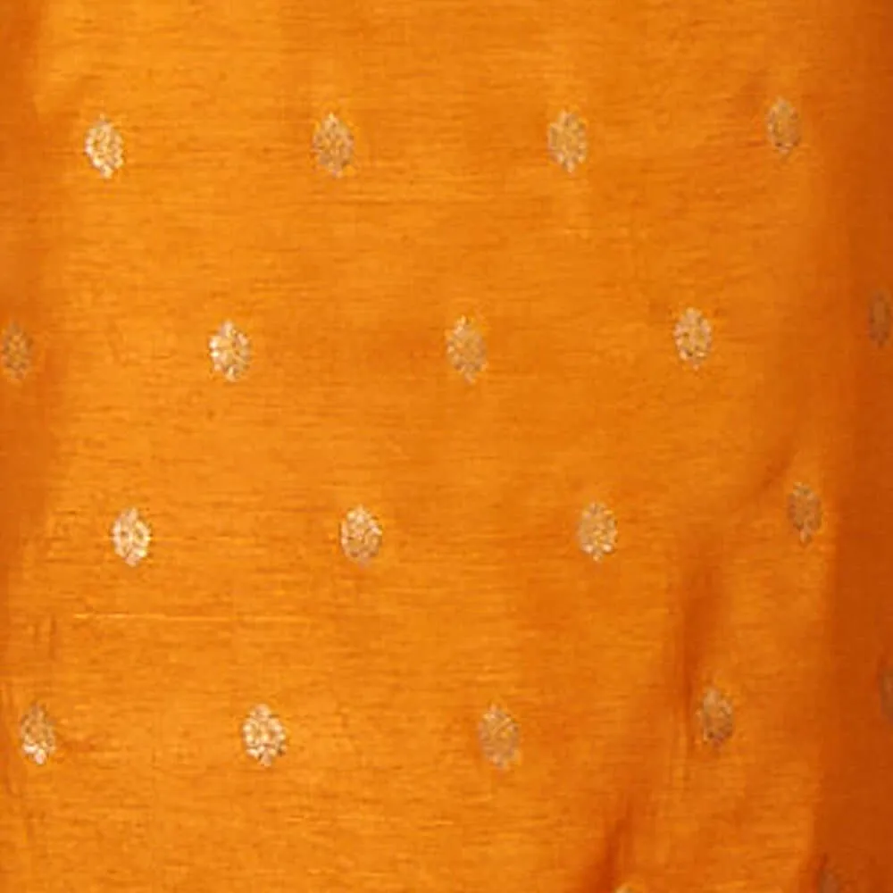 Golden Yellow Jacquard Russian Silk Kurti Fabric with Tiny Zari Motif