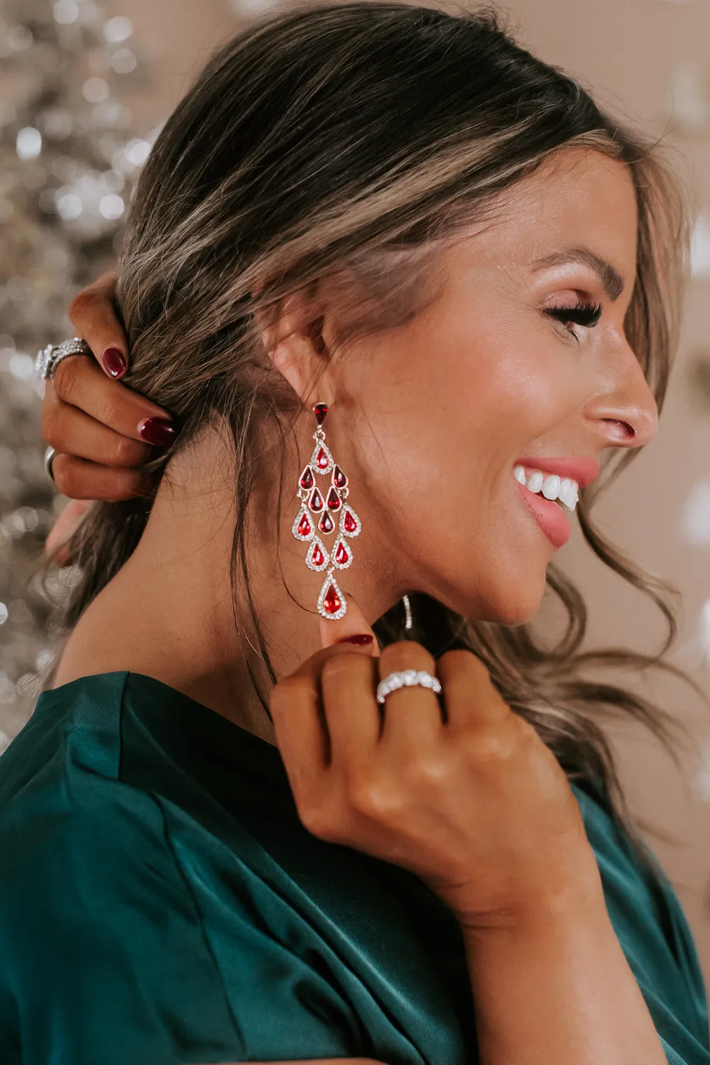 Gorgeous Girl Chandelier Earring, Red