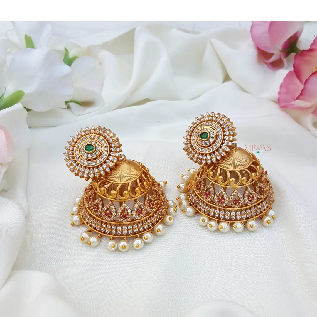 Gorgeous Matt Finish with AD Stone Jhumka