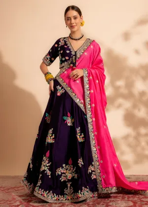 Gorgeous Purple Bridesmaid Style Wedding Lehenga Choli