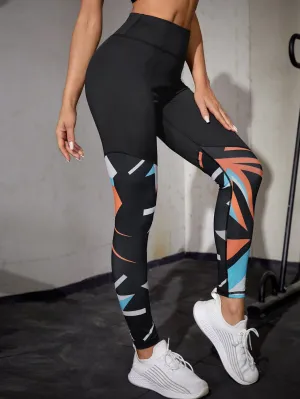 Graphic High Waist Long Women Sports Leggings