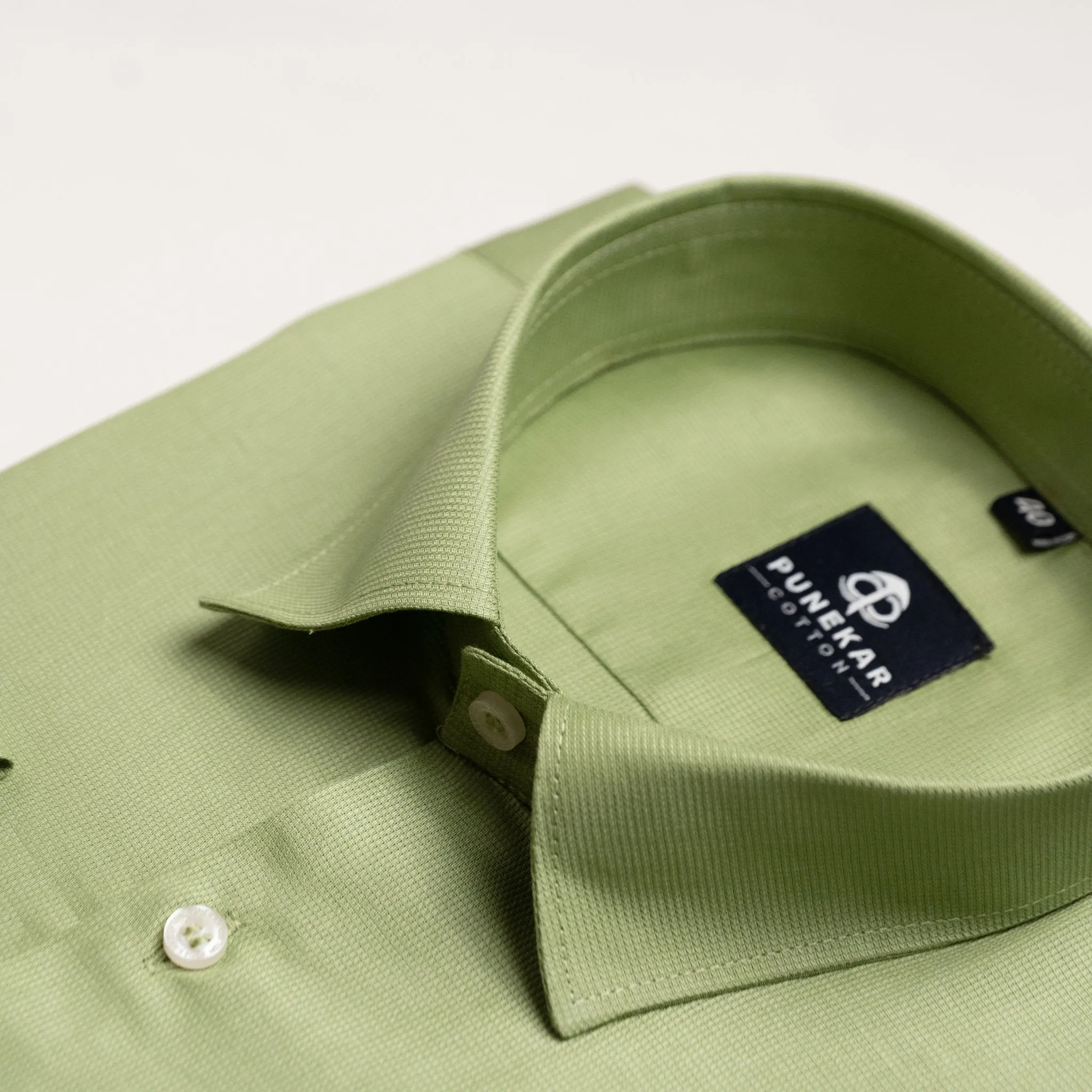 Green Color Micro Checks Texture Satin Cotton Shirt For Men