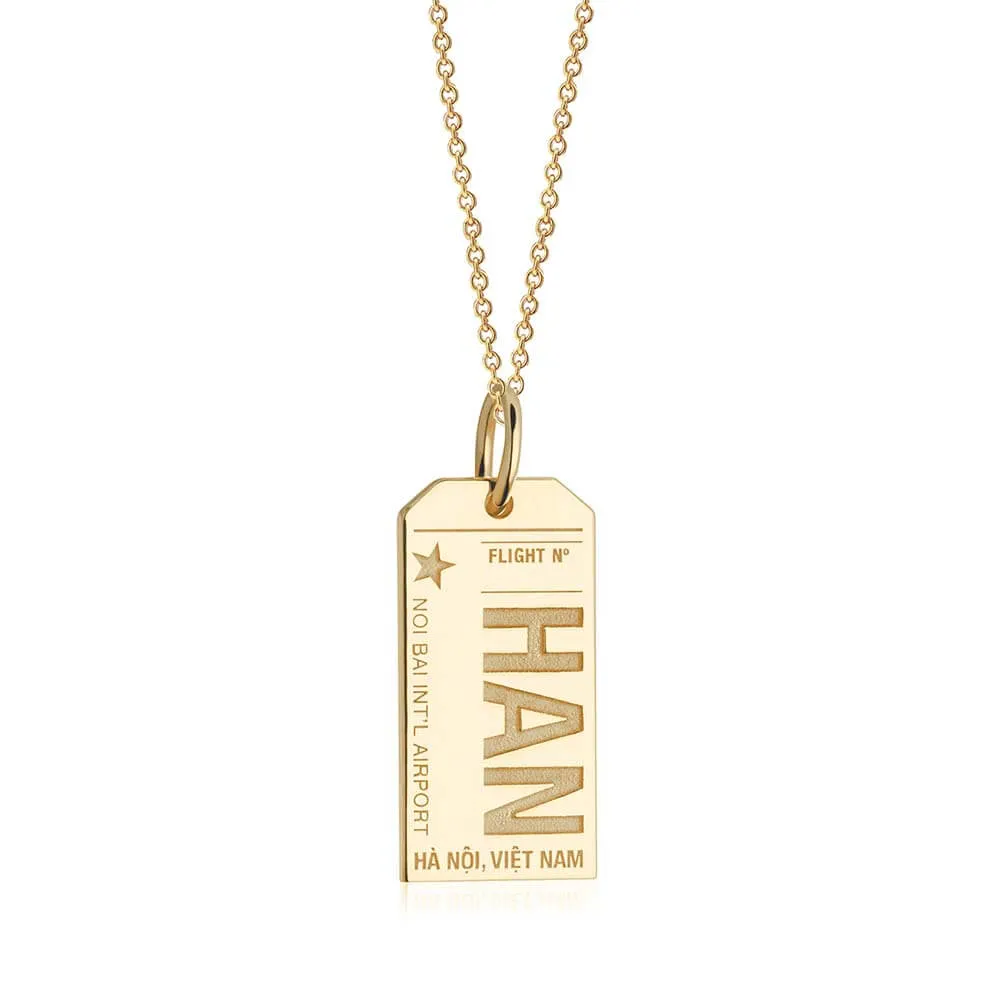 Hanoi Vietnam HAN Luggage Tag Charm Gold