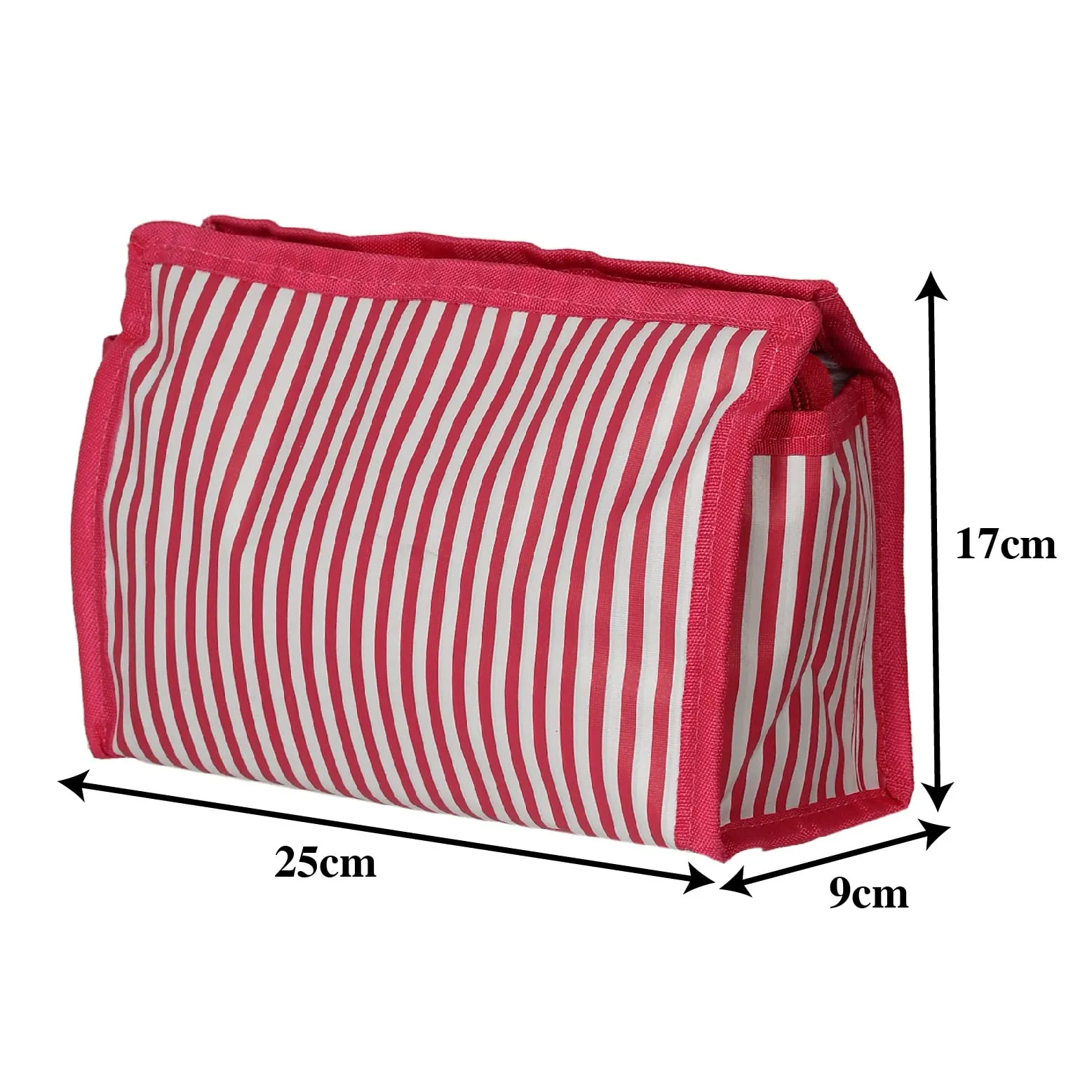 Heart Home Lining Print PVC Toiletry Bag for Home & Travelling with 3 Main Zipper (Blue & Pink) 54HH4354.