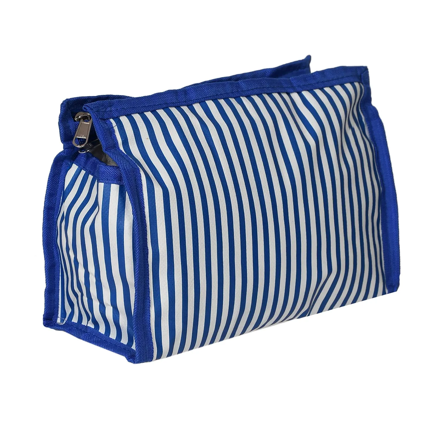 Heart Home Lining Print PVC Toiletry Bag for Home & Travelling with 3 Main Zipper (Blue & Pink) 54HH4354.