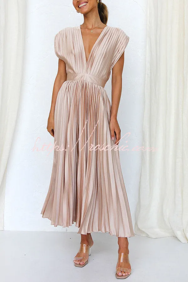 Hello Gorgeous Satin Pleated Midi Dress