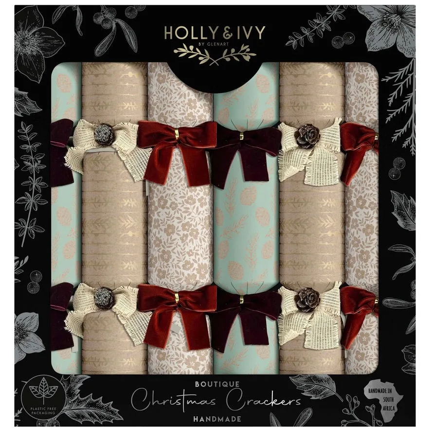 Holly & Ivy Opulent Kraft XL Christmas Crackers