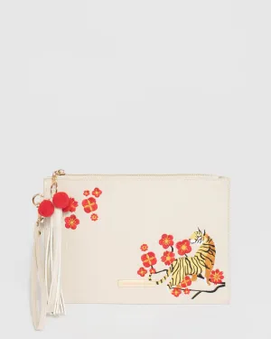 Ivory Ava Tiger Wristlet Purse Bag