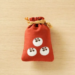 Katazome Small Talisman Bag - Persimmon -,  Drawstring Pouch,  Japanese traditional craft bag