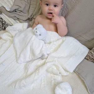 Knit Baby Blanket Wrap - White (100% Recycled)