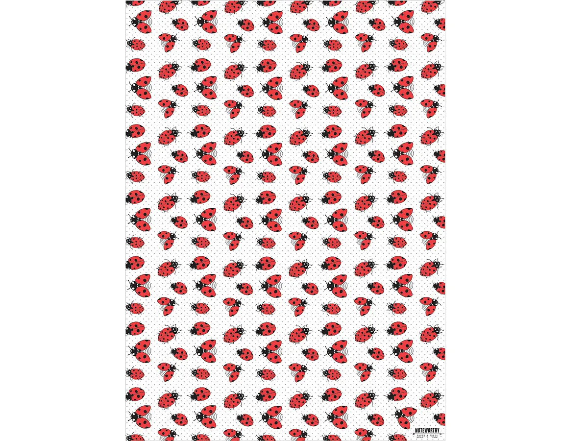 Ladybug Pattern Gift Wrap, Single Sheet