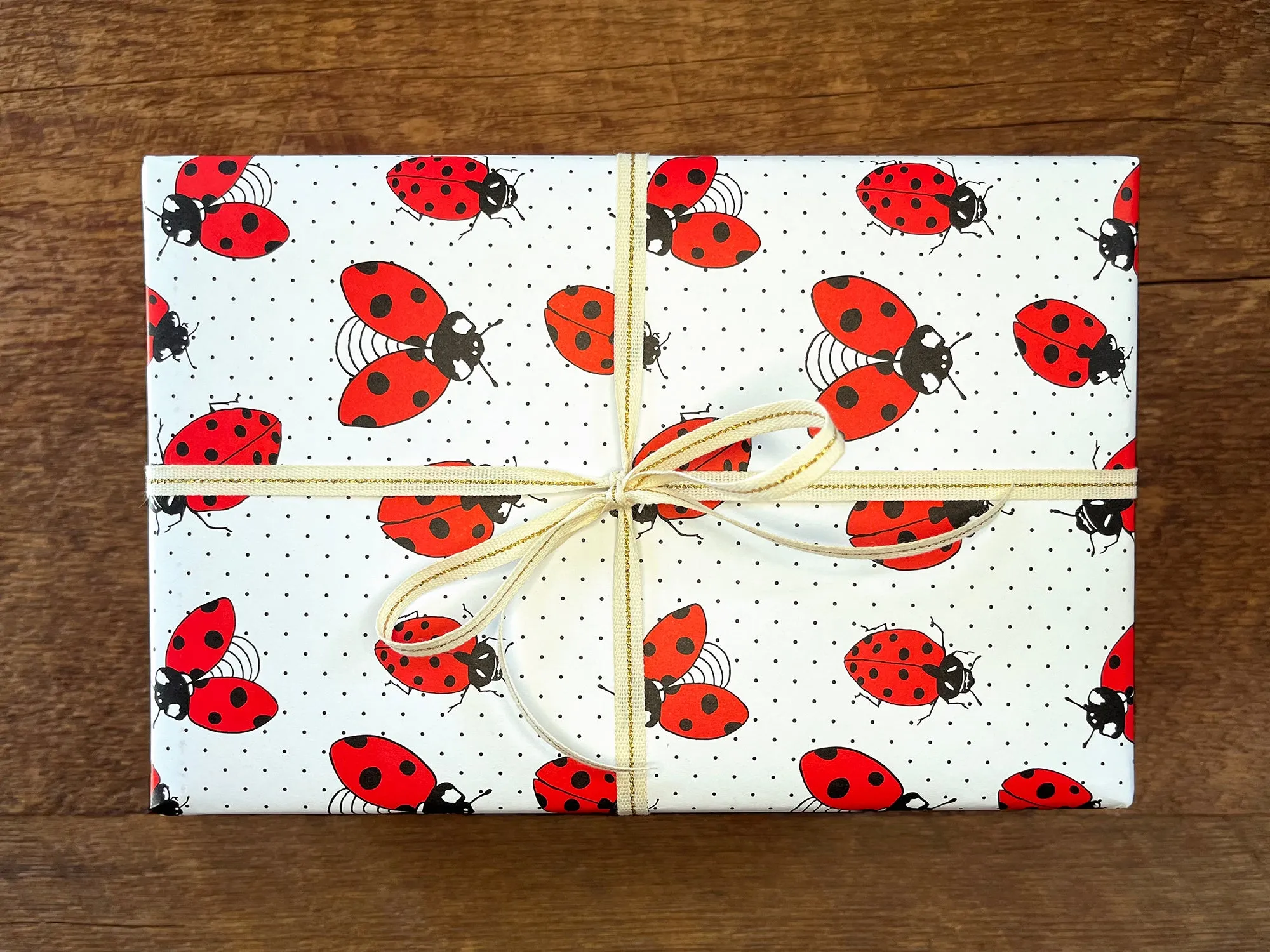 Ladybug Pattern Gift Wrap, Single Sheet