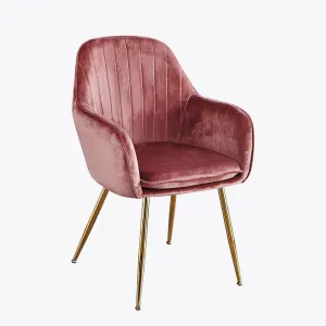 Lara Dining Chair Vintage Pink With Gold Legs (Pack of 2)