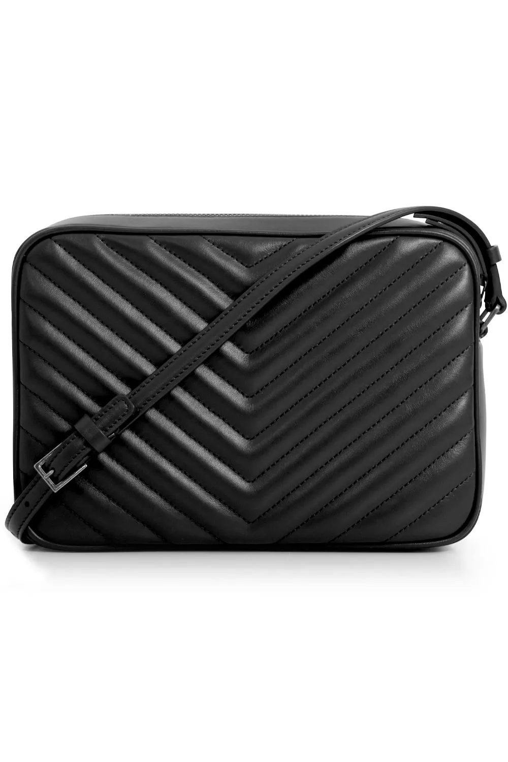 LOU QUILTED CAMERA BAG | BLACK/SILVER