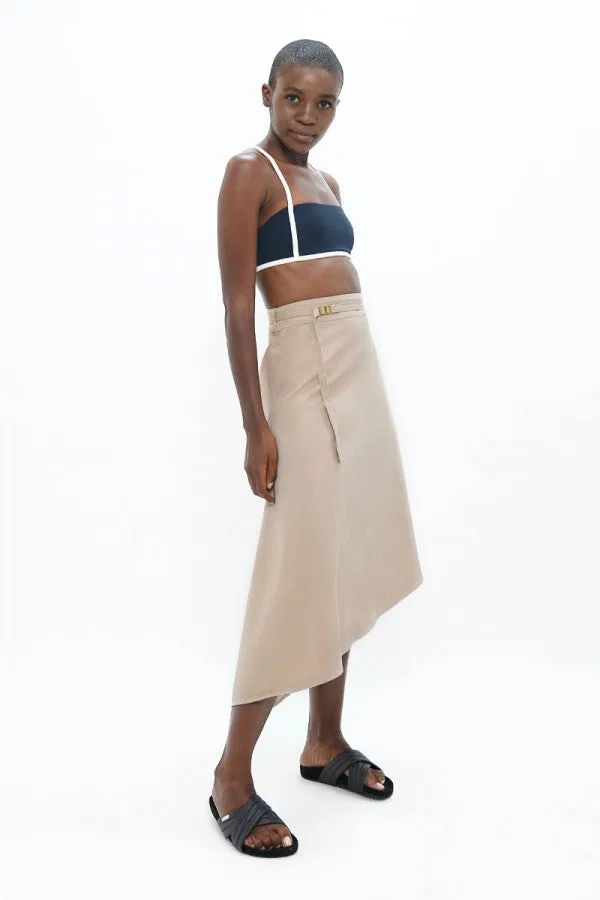 MALLORCA ORGANIC COTTON TWILL ASYMMETRIC SKIRT