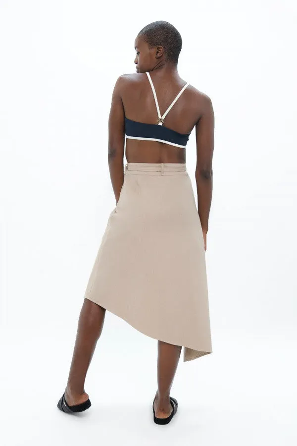 MALLORCA ORGANIC COTTON TWILL ASYMMETRIC SKIRT