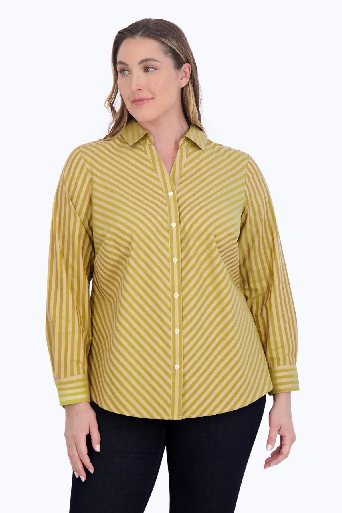 Mary Plus No Iron Dobby Stripe Shirt