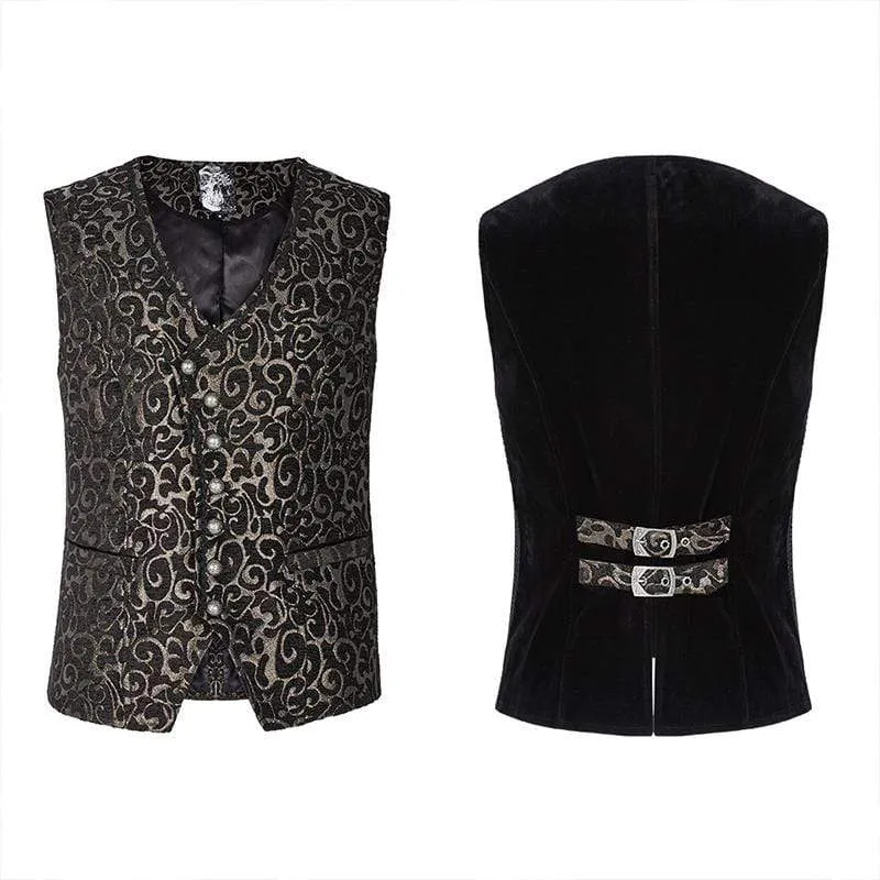 Men's Gothic Gorgeous Jacquard Vests With Pocket