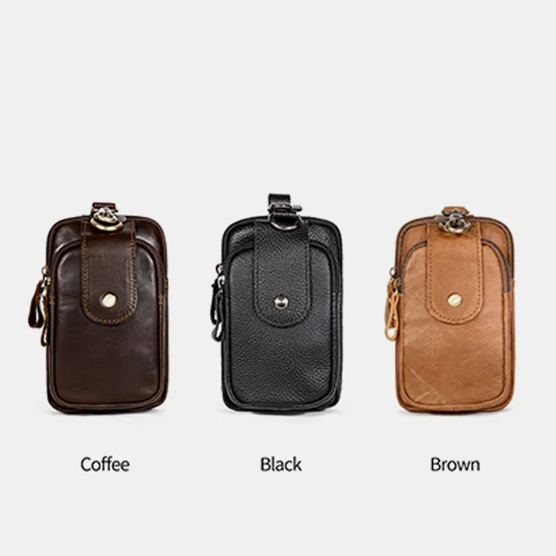 Men's Retro Classic Leather EDC Messenger Shoulder Bag Business Waist Bag Phone Bag