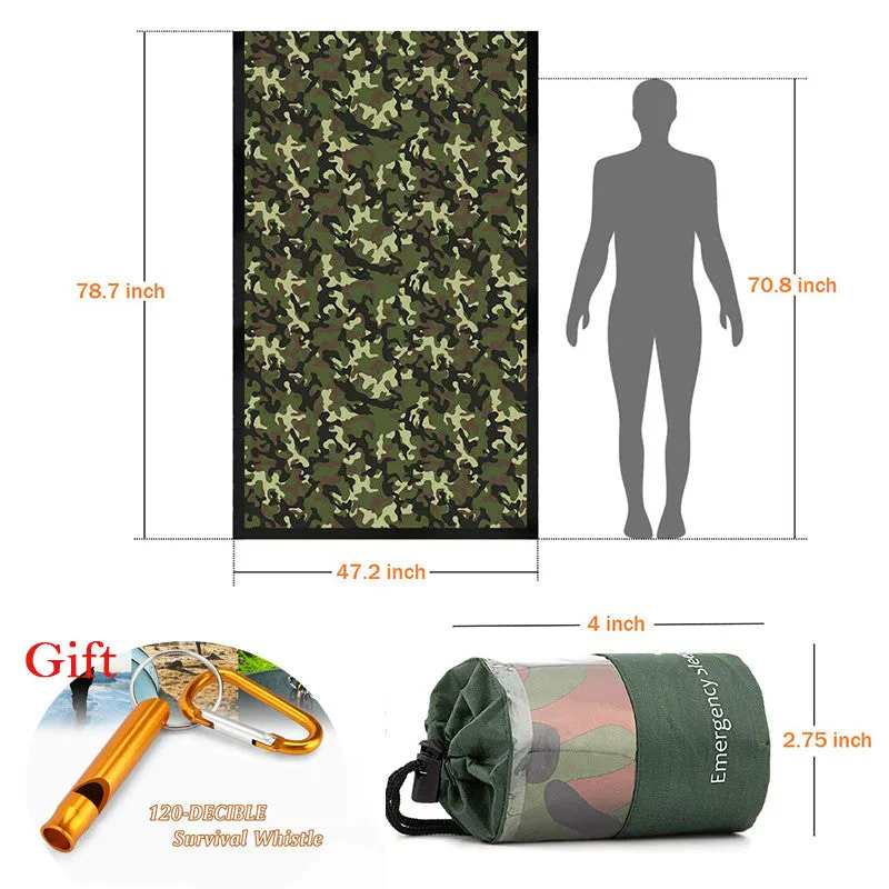 Mylar Standby Sleeping Bag Waterproof Reusable Carabiner Whistle Bag