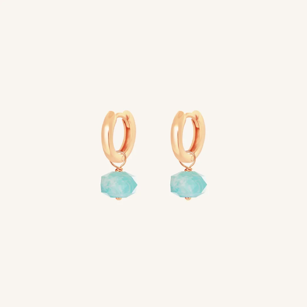 Opulent Amazonite Plain Hoops - Stone of Courage