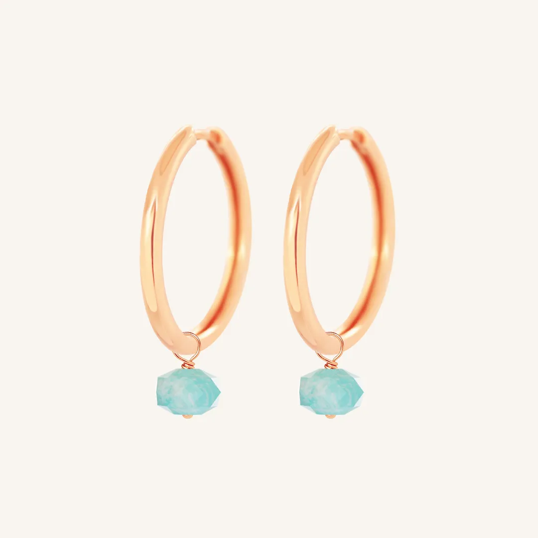 Opulent Amazonite Plain Hoops - Stone of Courage