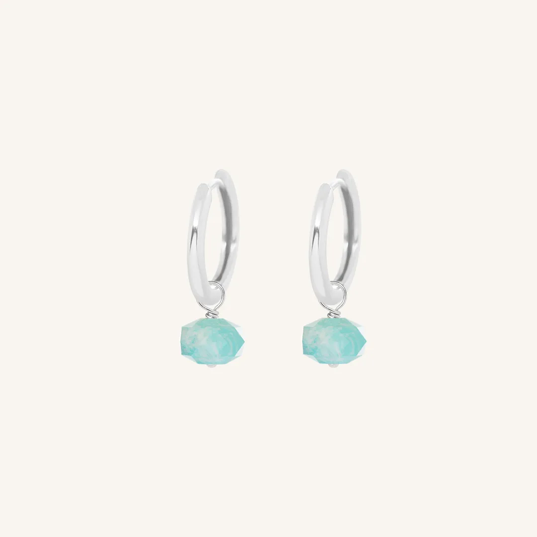 Opulent Amazonite Plain Hoops - Stone of Courage