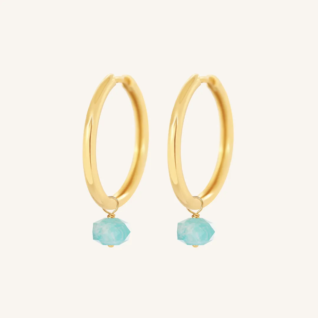 Opulent Amazonite Plain Hoops - Stone of Courage