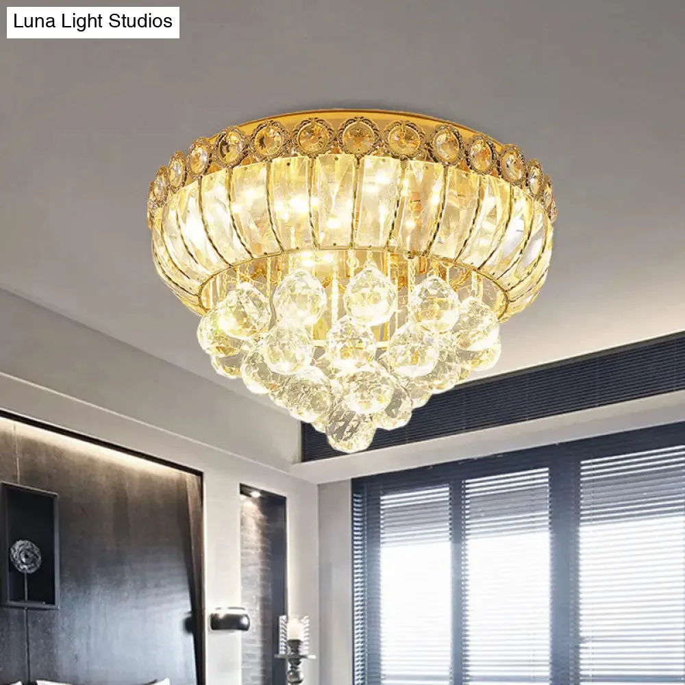 Opulent Crystal Gold Gourd LED Flush Ceiling Light