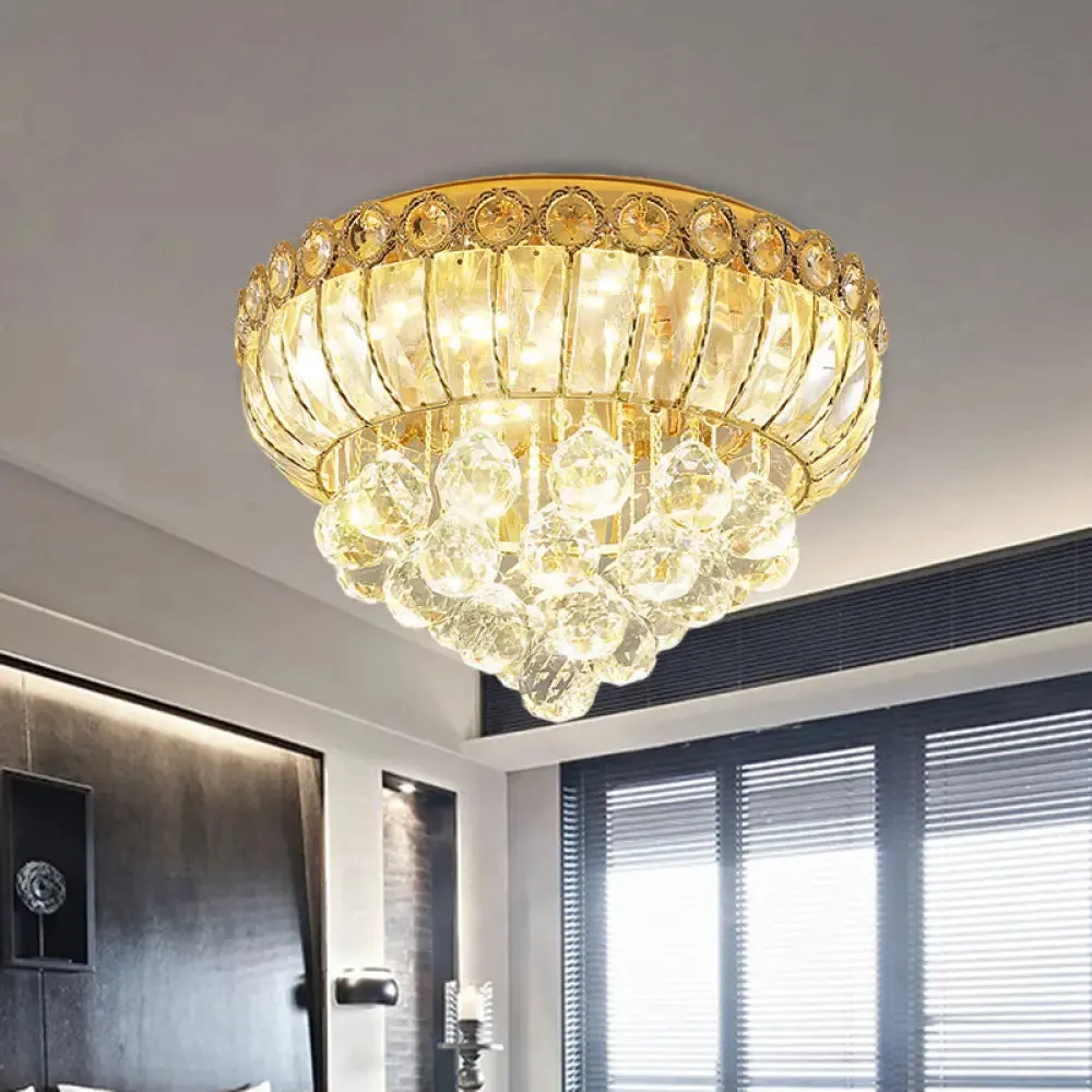 Opulent Crystal Gold Gourd LED Flush Ceiling Light