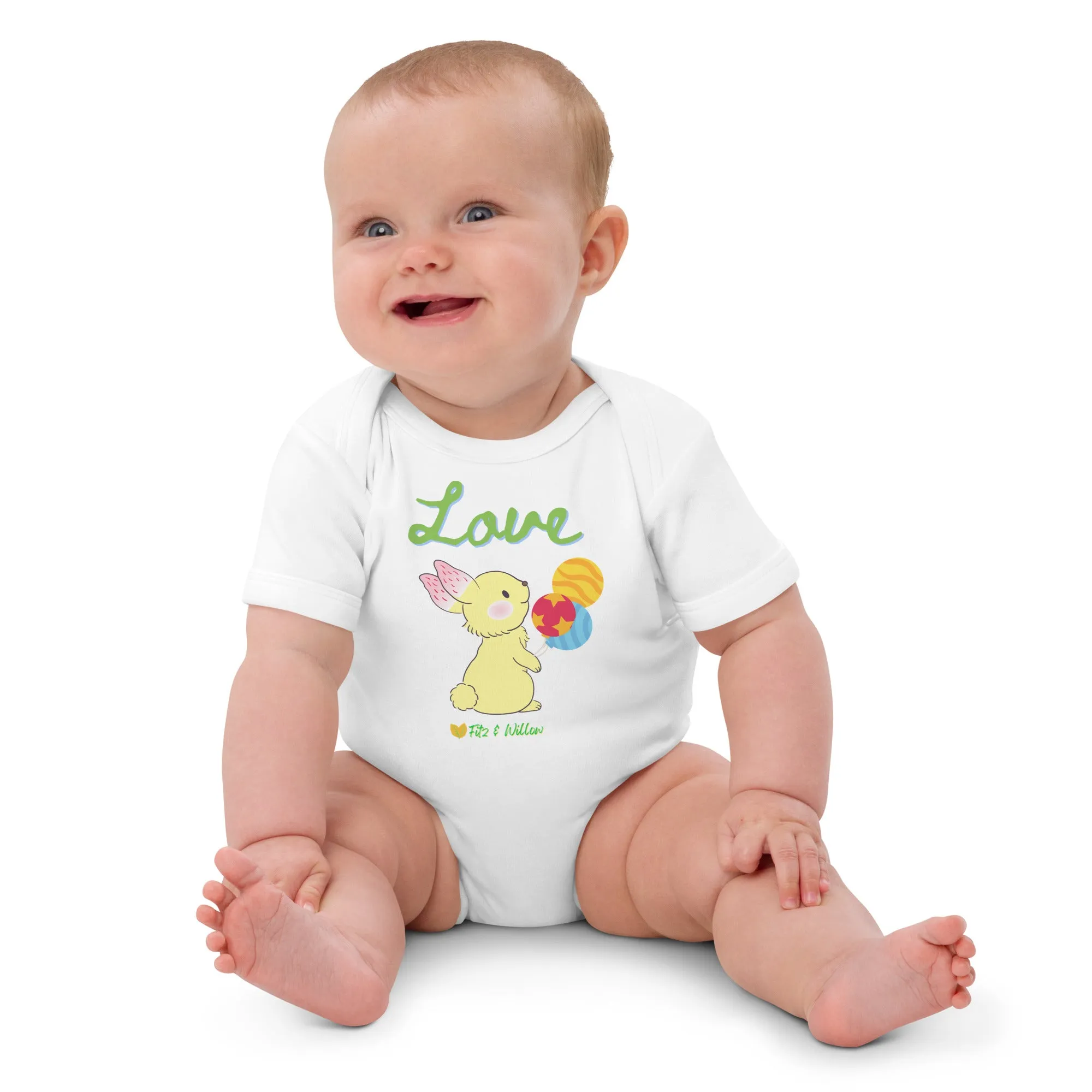 Organic cotton baby bodysuit, Love  Hugo - Fitz & Willow