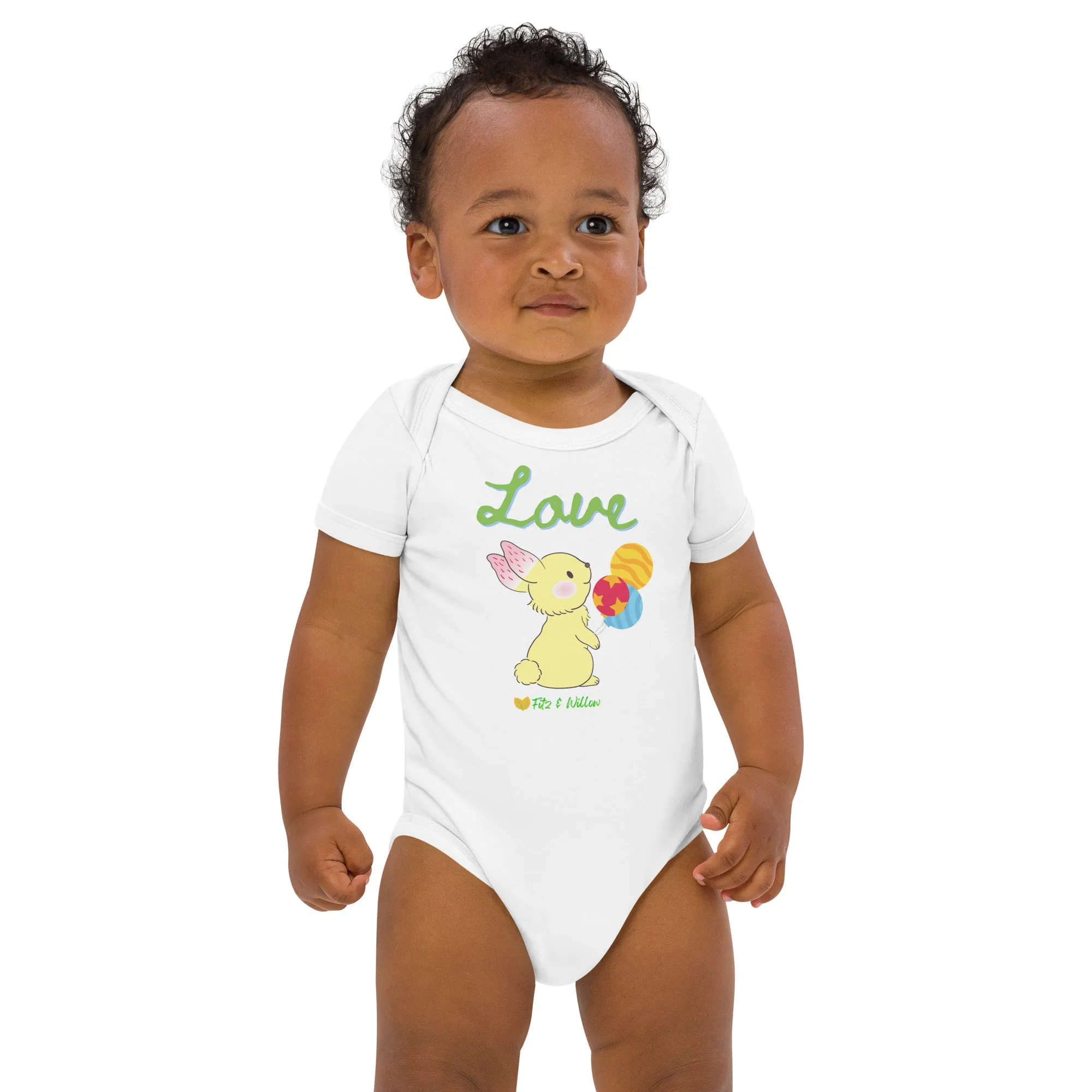 Organic cotton baby bodysuit, Love  Hugo - Fitz & Willow