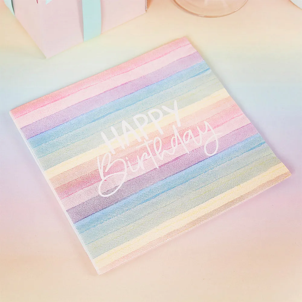 Pastel Rainbow Birthday Eco Napkins (x16)