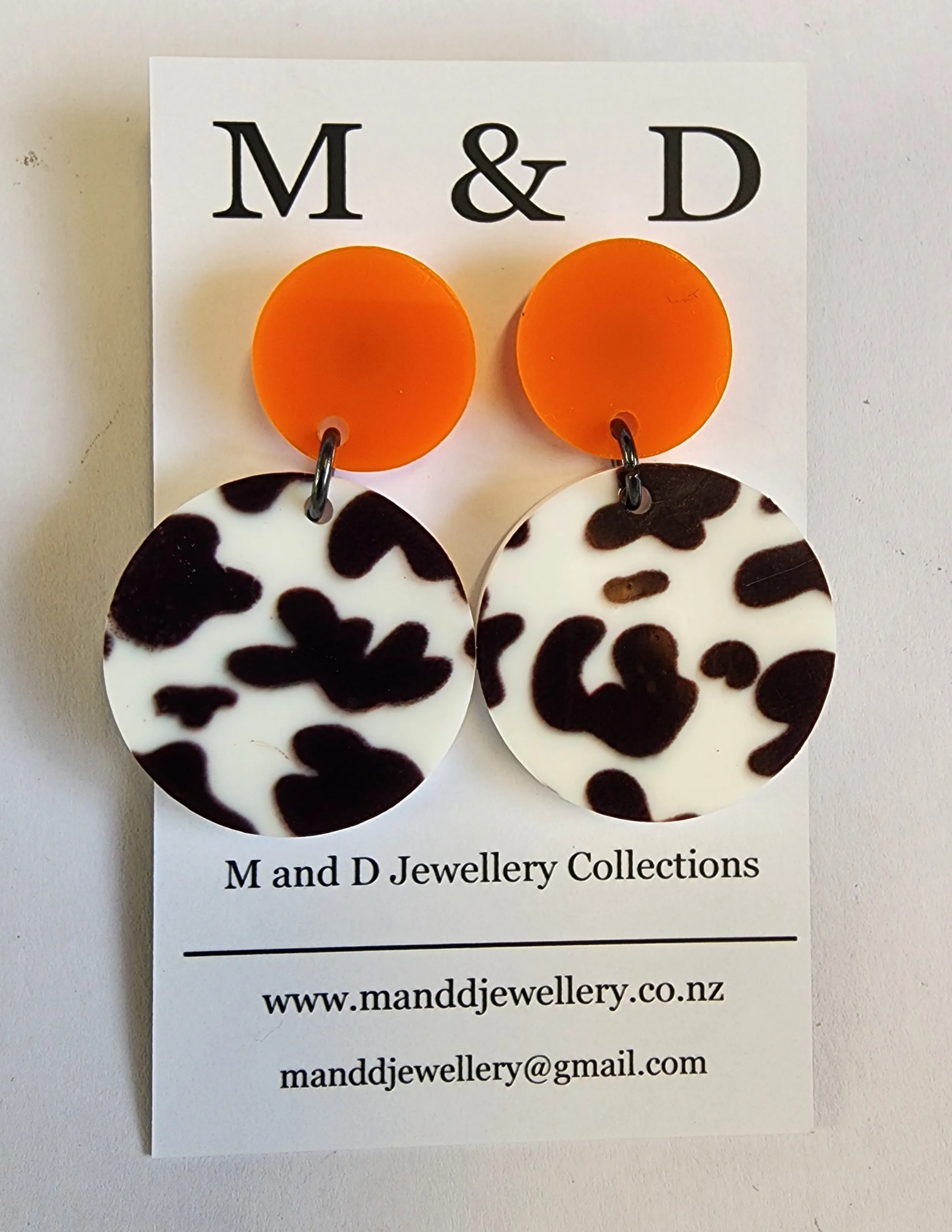 Patterned Animal Disc Stud Dangle Earrings