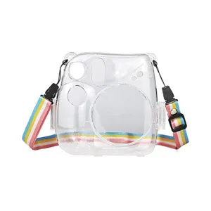 Pikxi Mini 7  Clear Transparent Protective Case with Removable Shoulder Strap for Fujifilm Instax Camera