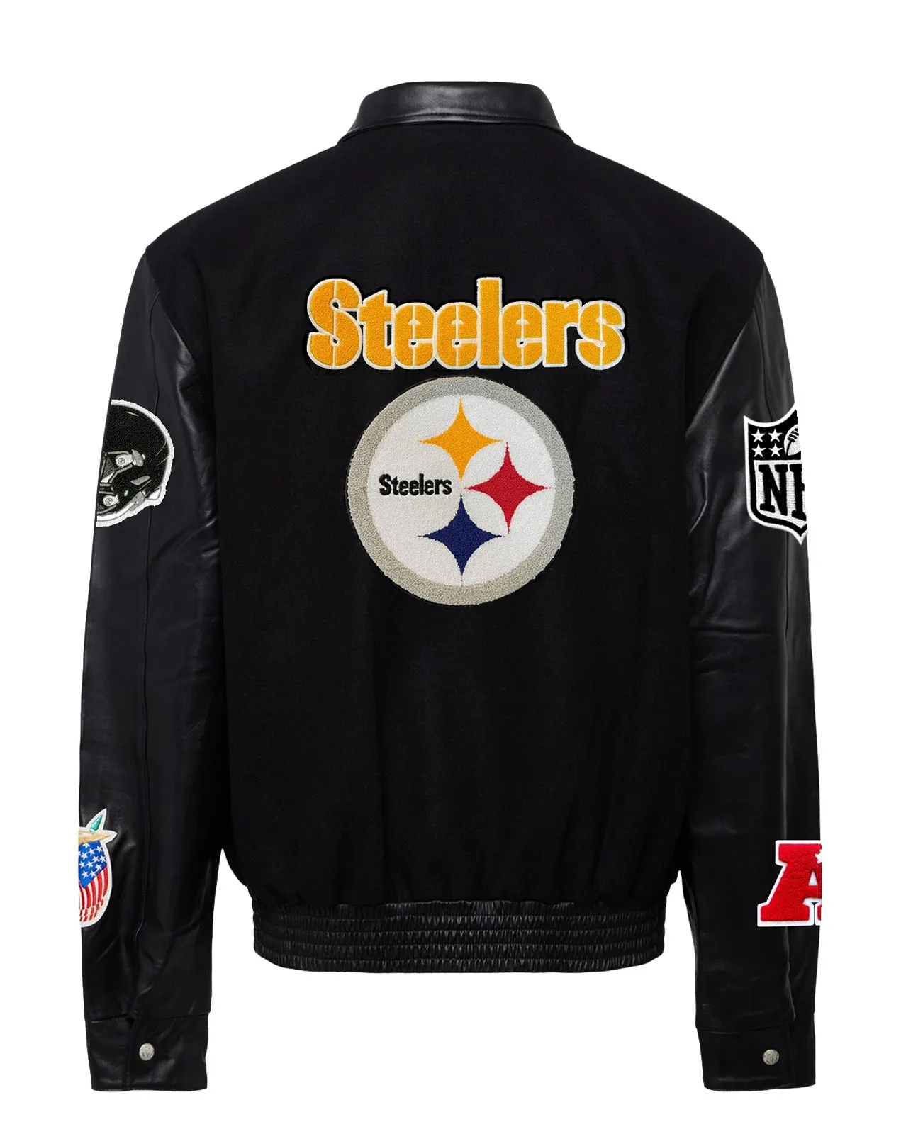 PITTSBURGH STEELERS WOOL & LEATHER VARSITY JACKET Black/Black