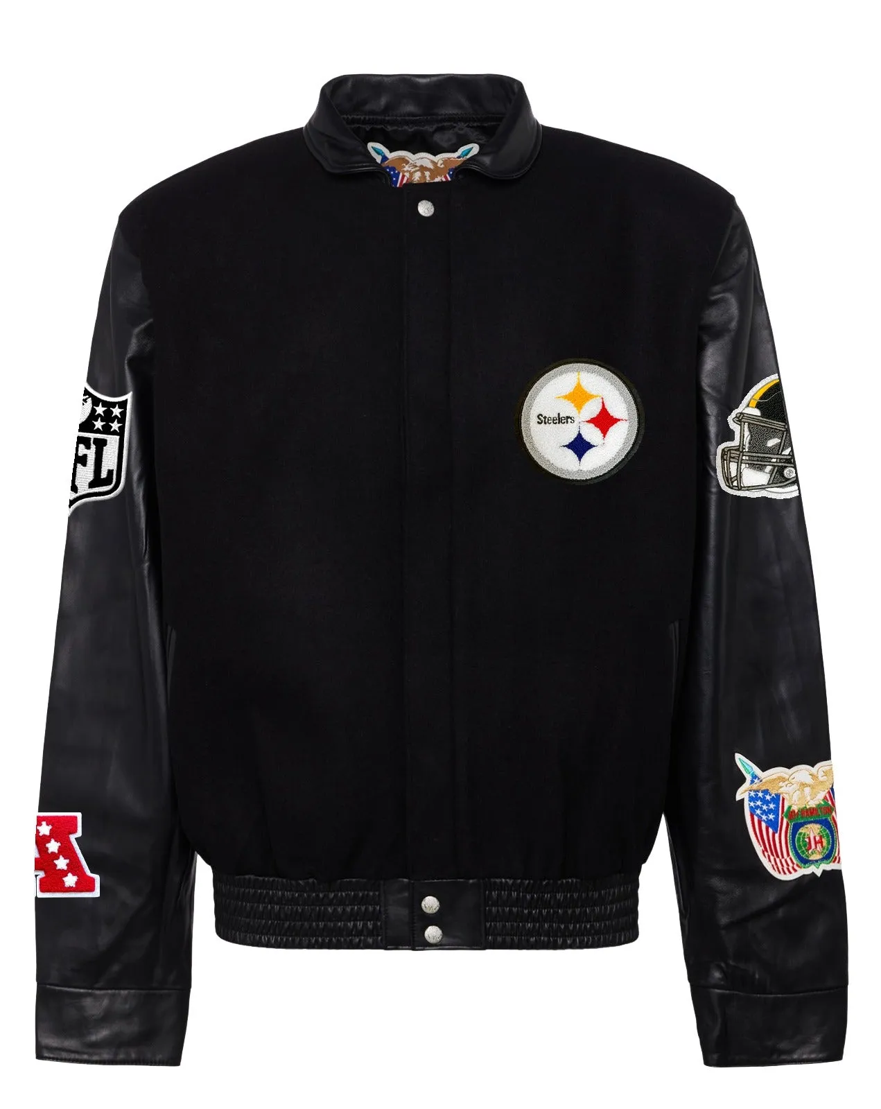 PITTSBURGH STEELERS WOOL & LEATHER VARSITY JACKET Black/Black