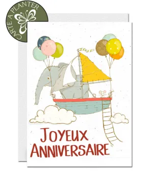 Plantable Birthday Card - Elephant in Boat