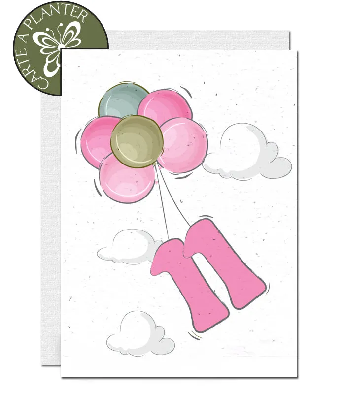 Plantable Birthday Card - Personalise Age - Girl 1 - 12 years