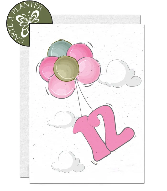 Plantable Birthday Card - Personalise Age - Girl 1 - 12 years