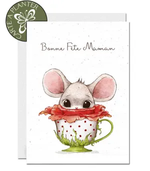 Plantable Mother's Day Card - Mouse in a Cup