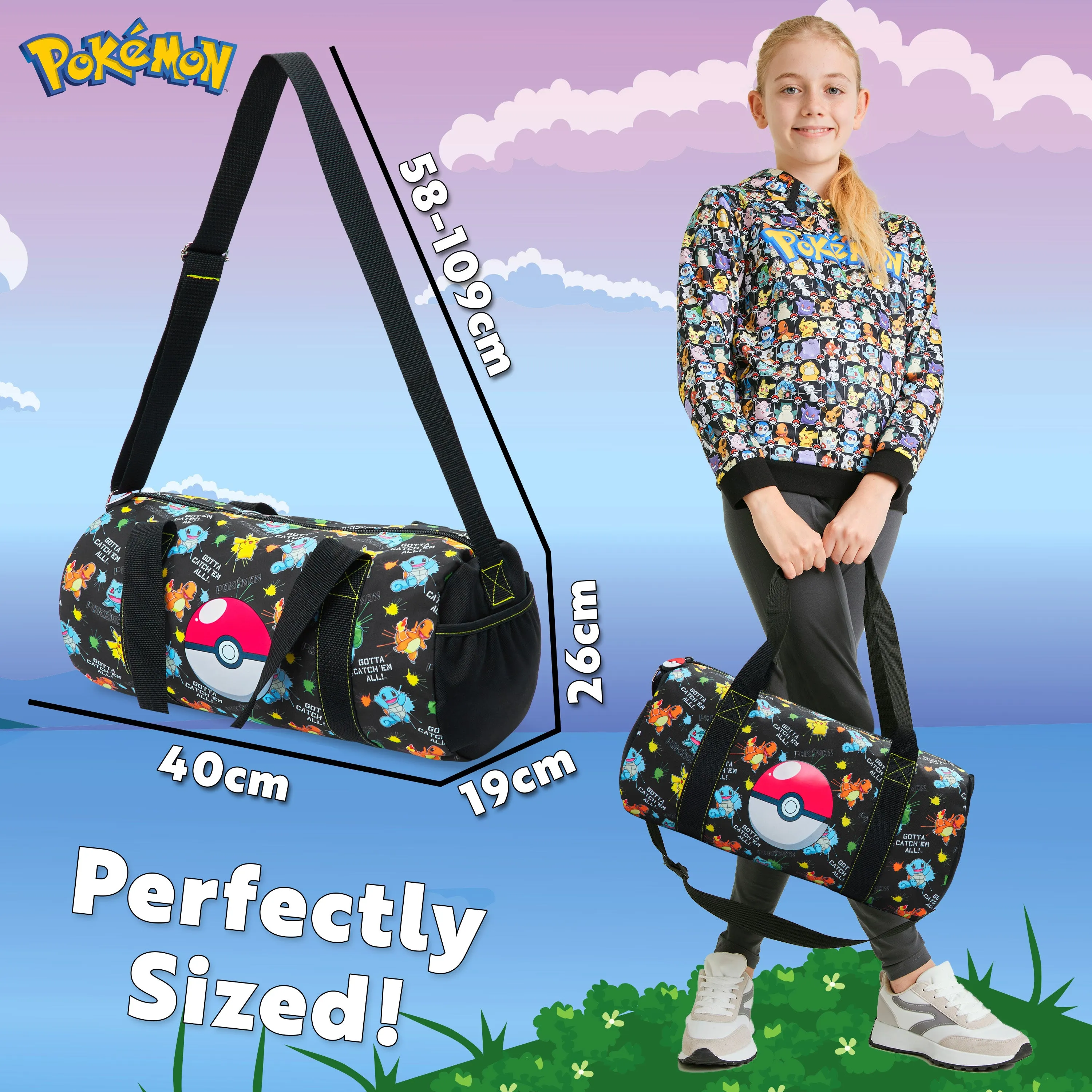 Pokemon Gym Bag for Kids, Pikachu Boys Duffle Bag Large