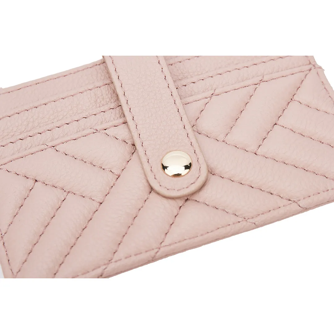 Poppy Quilted Ballet Pink Leather Purse With Light Gold Hardware