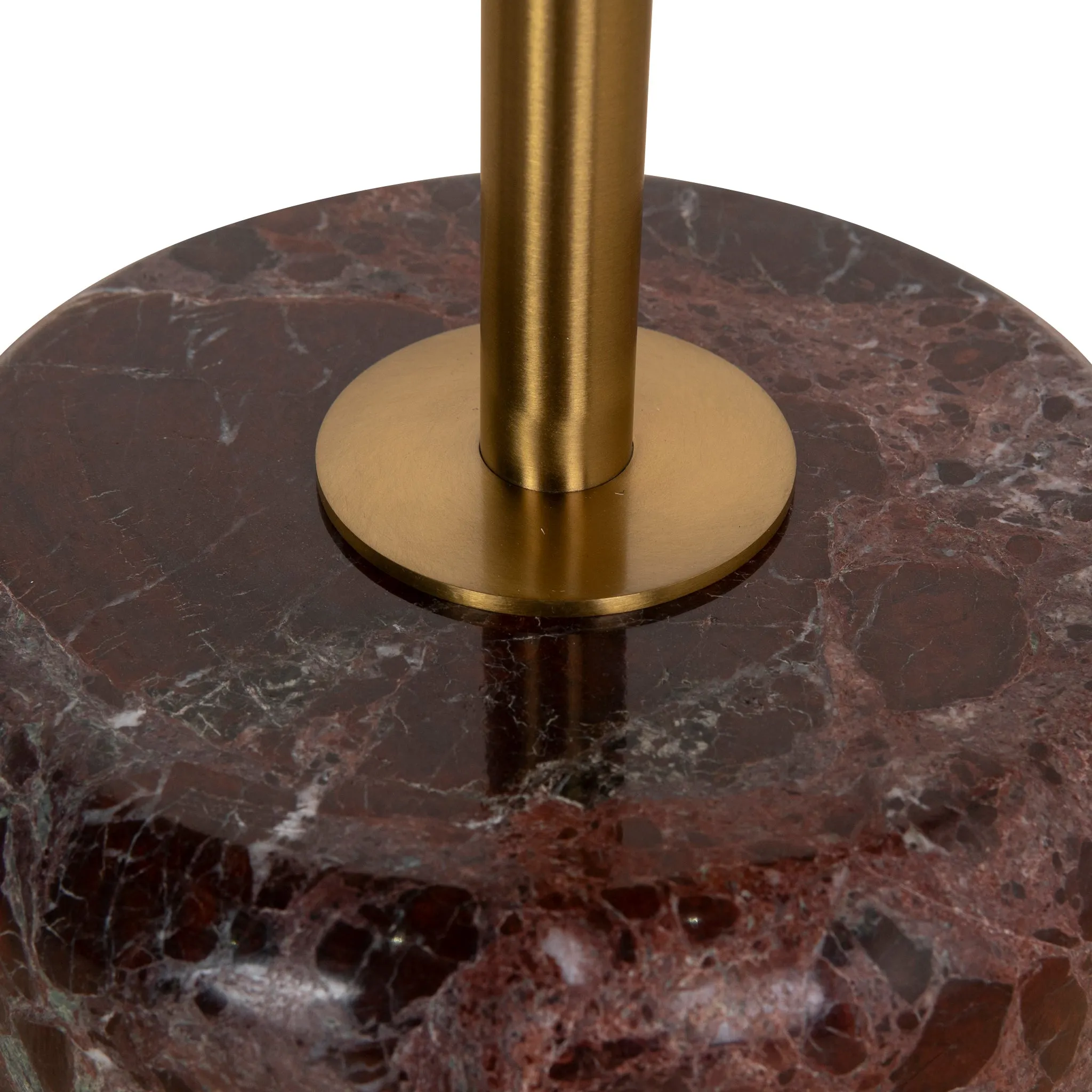 Pravina 45cm Brushed Gold Side Table - Rosso Levanto Marble