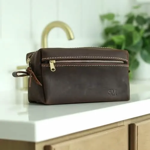 Premium Leather Travel Toiletry Kit