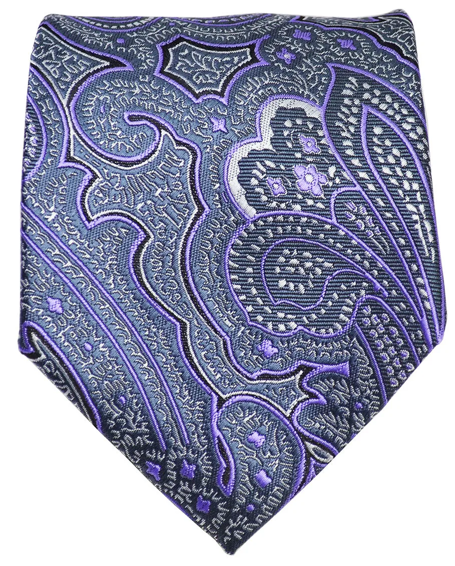 Purple and Grey Paisley Men's Necktie