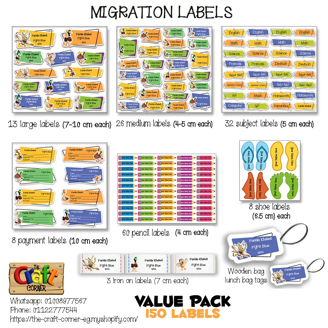 ""Migration" School labels packs