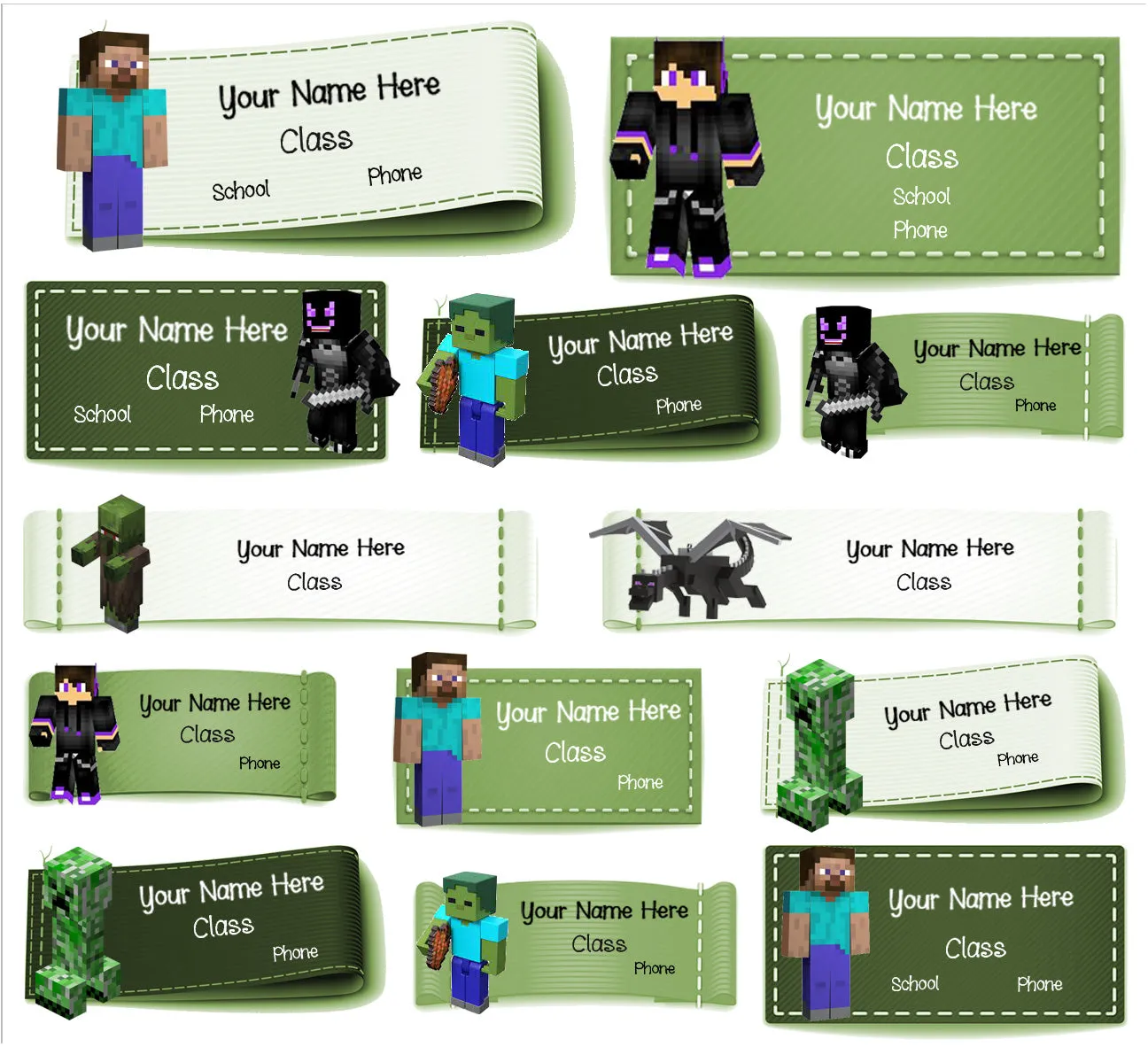 ""Minecraft" School labels packs